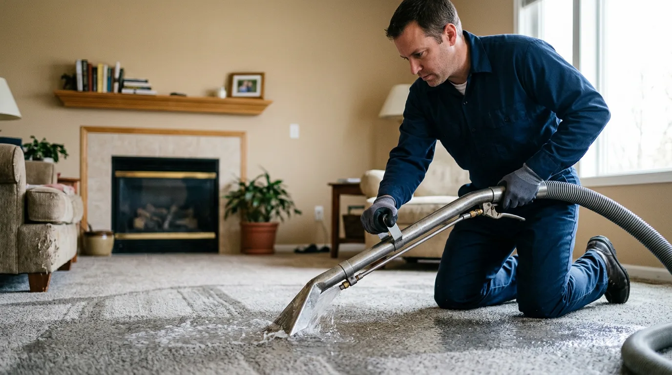 Water damage restoration technician working near South Lee, MA